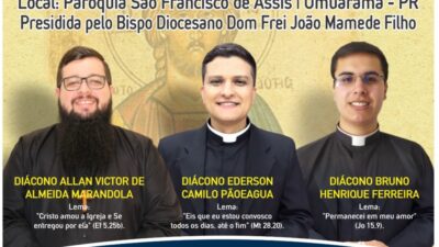 Três jovens serão Ordenados Padres no sábado (28)