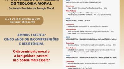 44° Congresso Brasileiro De Teologia Moral tratará das incompreensões e resistências da  “Amoris Laetitia”