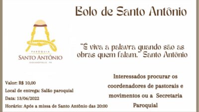 Bolo de Santo Antônio começou a ser distribuido ontem e será distribuído hoje (13) em Indianópolis
